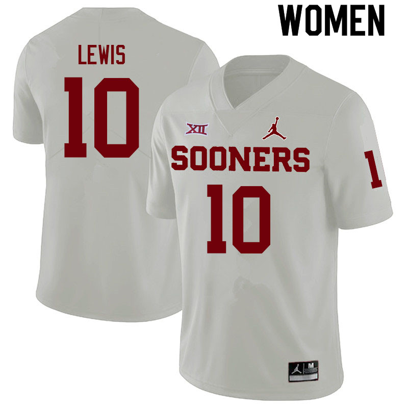 Women #10 Kip Lewis Oklahoma Sooners College Football Jerseys Sale-White